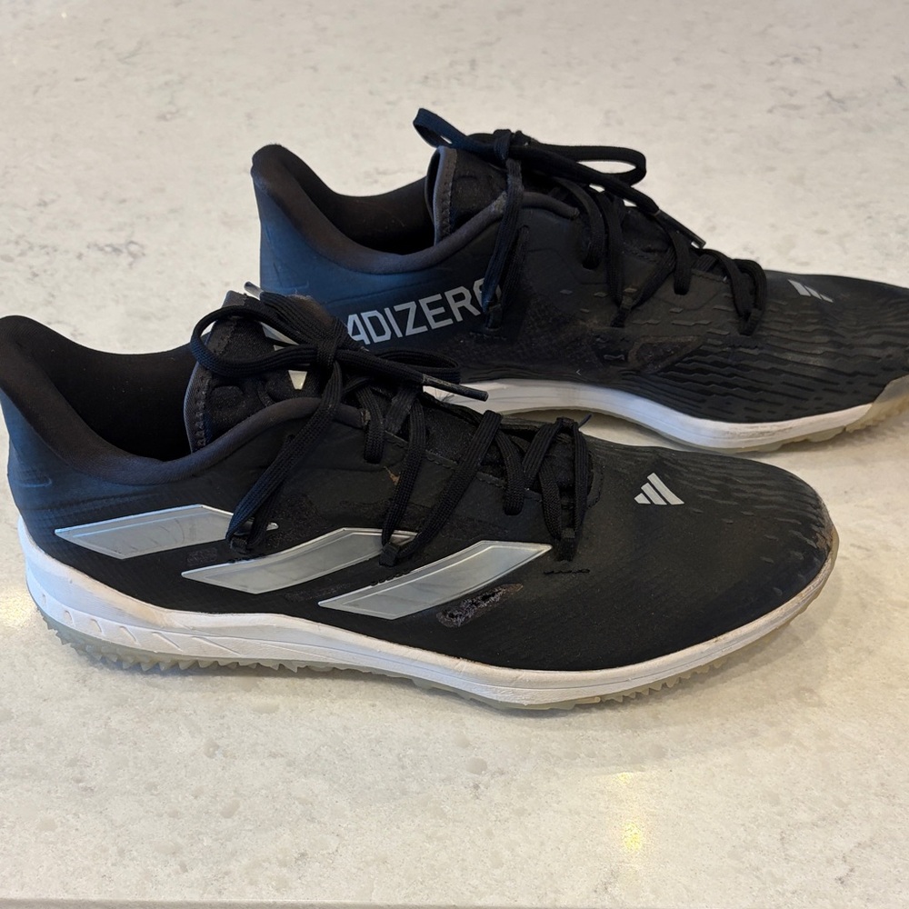 adidas Adizero Men's Black and Silver Turf Shoes